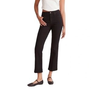 Madewell Mid-Rise Kick Out Crop Jeans in Black Rinse Wash Size 26